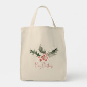 クリスマストートバッグボタニカルレッドベリー トートバッグ (裏面)