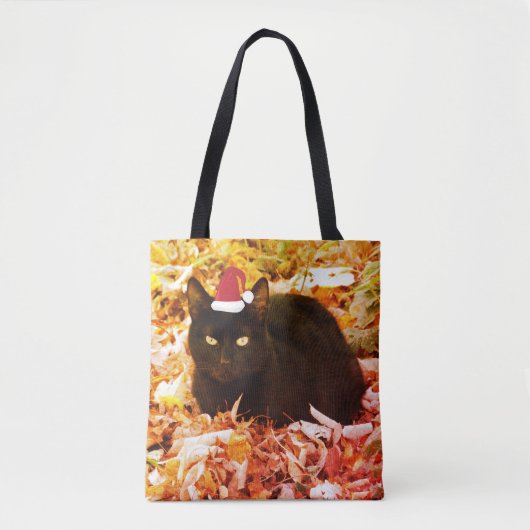クリスマストートバッグ 黒猫 トートバッグ (正面)