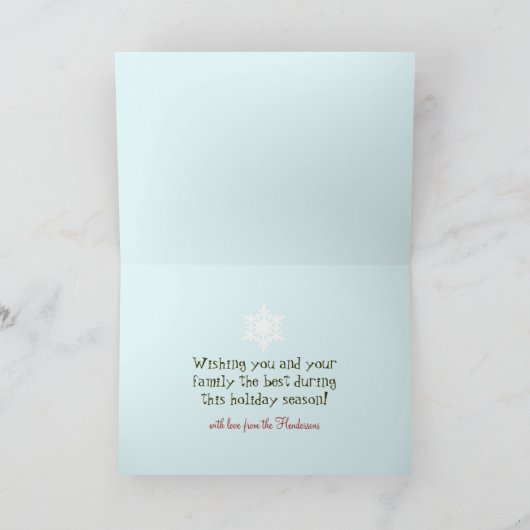 クリスマスト伝統的レインの折り畳みクリスマスカード シーズンカード (内部)