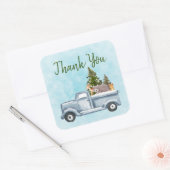 クリスマスト運ラックの木と動物ありがとう スクエアシール (封筒)