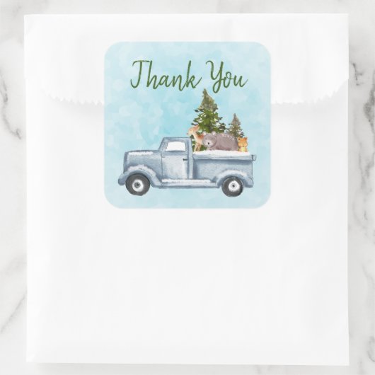 クリスマスト運ラックの木と動物ありがとう スクエアシール (バッグ)