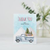 クリスマスト運ラックの木と動物ありがとう ポストカード (スタンド正面)