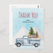 クリスマスト運ラックの木と動物ありがとう ポストカード (正面/裏面)