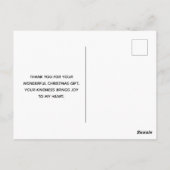 クリスマスト運ラックの木と動物ありがとう ポストカード (裏面)