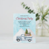 クリスマスト運ラックの木と動物のパーティー インビテーションポストカード (スタンド正面)