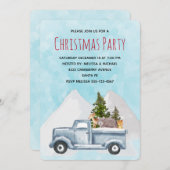 クリスマスト運ラックの木と動物のパーティー 招待状 (正面/裏面)