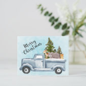 クリスマスト運ラックの木と動物の休日 ポストカード (スタンド正面)