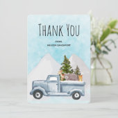 クリスマスト運ラックの木と動物 サンキューカード (スタンド正面)