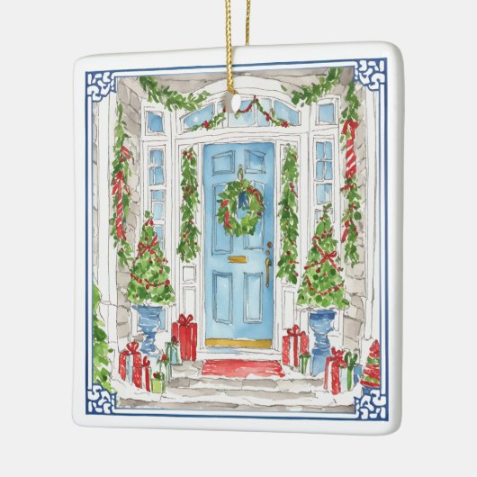 クリスマスドアウォーターカラークリスマスツリーオーナメント セラミックオーナメント (左)