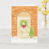 クリスマスドアフロントリースグリーティングカード カード (黄色い花)