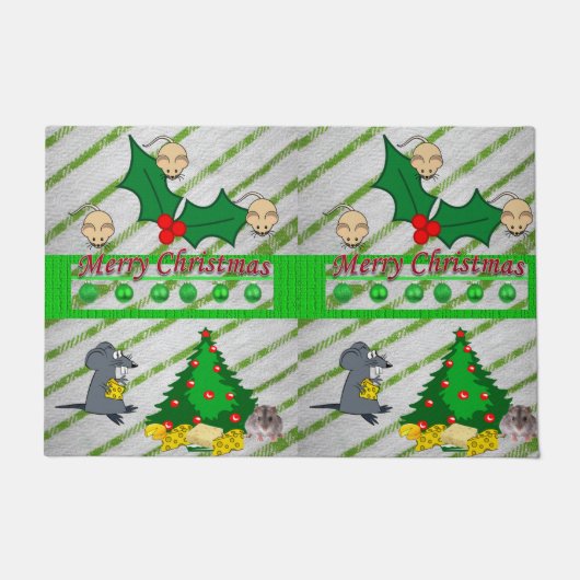 クリスマスドアマットメリークリスマスネズミ ドアマット (正面)