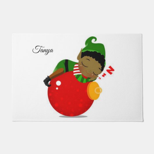 クリスマスドアマット、アフリカ小妖精や小人 ドアマット (正面)