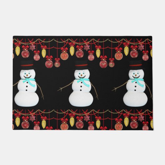 クリスマスドアマット、雪だるま ドアマット (正面)