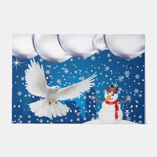 クリスマスドアマット、雪だるま ドアマット (正面)