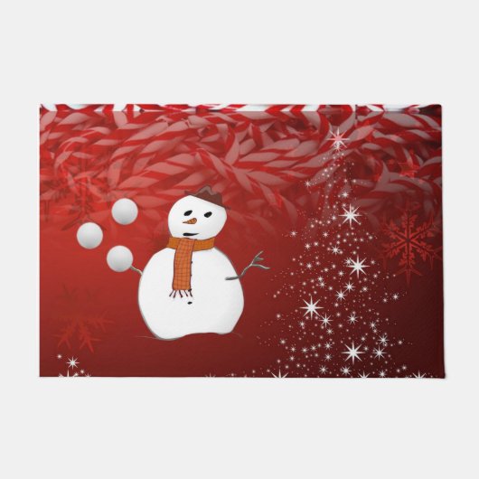 クリスマスドアマット、雪だるま ドアマット (正面)