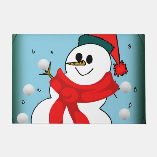クリスマスドアマット、雪だるま ドアマット (正面)
