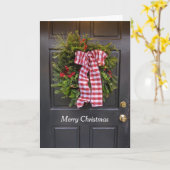 クリスマスドアリースボウレッドフェスティバルホリデー カード (黄色い花)