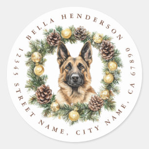 クリスマスドイツのシェパード犬のラウンドシール ラウンドシール