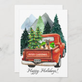 クリスマスドイツのシェパード&ヴィンテージトラックアート シーズンカード (正面/裏面)