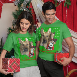 クリスマスドイツの羊飼いとトイユニセックストナカイ Tシャツ