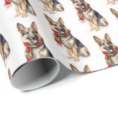 クリスマスドイツの羊飼いオンホワイト ラッピングペーパー (ロールコーナー)