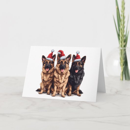 クリスマスドイツの羊飼いサンタ・ドッグ シーズンカード (正面)
