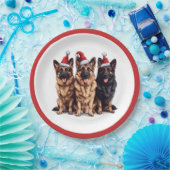 クリスマスドイツの羊飼いサンタ・ドッグ ペーパープレート (パーティー)