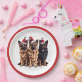クリスマスドイツの羊飼いサンタ・ドッグ ペーパープレート (パーティー)