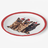 クリスマスドイツの羊飼いサンタ・ドッグ ペーパープレート (アングル)