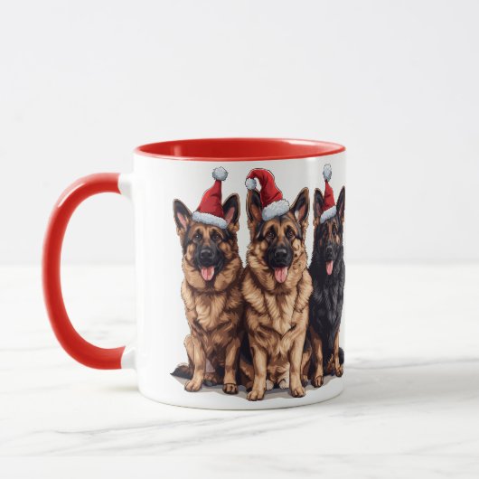 クリスマスドイツの羊飼いサンタ・ドッグ マグカップ (左)