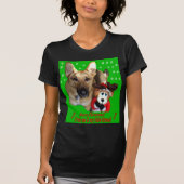 クリスマスドイツの羊飼い犬とトナカイの女性 Tシャツ (正面)