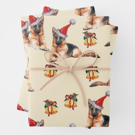 クリスマスドイツの羊飼い犬の贈り物、犬のオーナーの贈り物 ラッピングペーパーシート (インサイチュ)