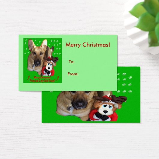 クリスマスドイツの羊飼い犬トナカイのギフトラベル (デスク)