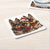 クリスマスドイツの羊飼い犬 スクエアペーパーコースター (アングル)