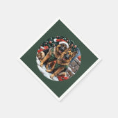 クリスマスドイツの羊飼い犬 スタンダードカクテルナプキン (角)