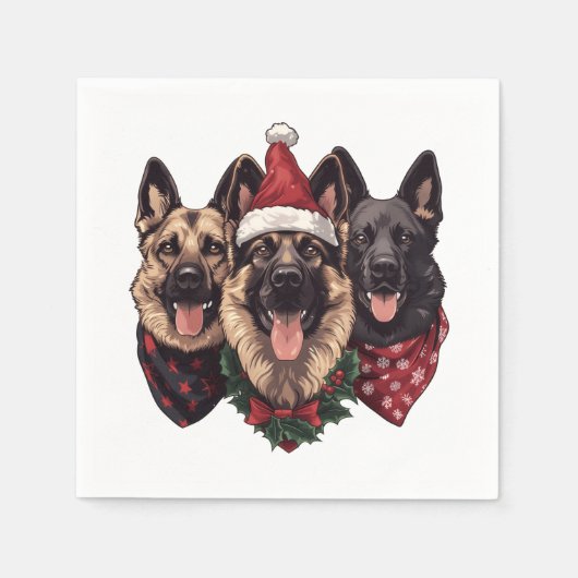 クリスマスドイツの羊飼い犬 スタンダードカクテルナプキン (正面)