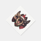 クリスマスドイツの羊飼い犬 スタンダードカクテルナプキン (角)