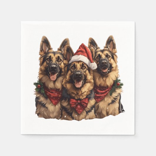クリスマスドイツの羊飼い犬 スタンダードカクテルナプキン (正面)