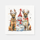 クリスマスドイツの羊飼い犬 スタンダードカクテルナプキン (正面)