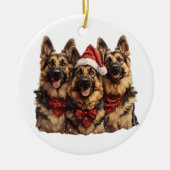 クリスマスドイツの羊飼い犬 セラミックオーナメント (正面)