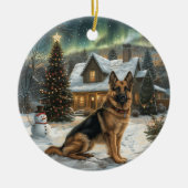 クリスマスドイツの羊飼い犬 セラミックオーナメント (正面)