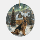 クリスマスドイツの羊飼い犬 セラミックオーナメント (左)