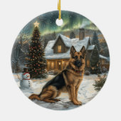 クリスマスドイツの羊飼い犬 セラミックオーナメント (裏面)