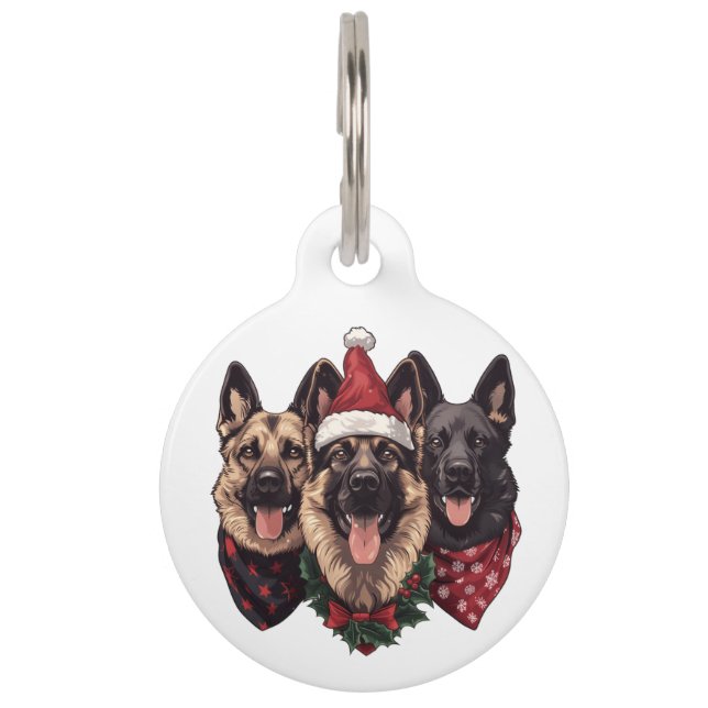 クリスマスドイツの羊飼い犬 ペット　ネームタグ (正面)