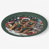 クリスマスドイツの羊飼い犬 ペーパープレート (アングル)