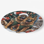 クリスマスドイツの羊飼い犬 ペーパープレート (アングル)