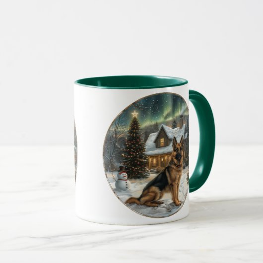 クリスマスドイツの羊飼い犬 マグカップ (正面右)