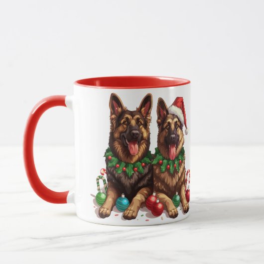 クリスマスドイツの羊飼い犬 マグカップ (左)