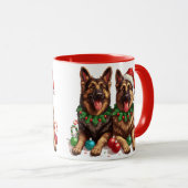クリスマスドイツの羊飼い犬 マグカップ (正面右)