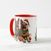 クリスマスドイツの羊飼い犬 マグカップ (正面左)